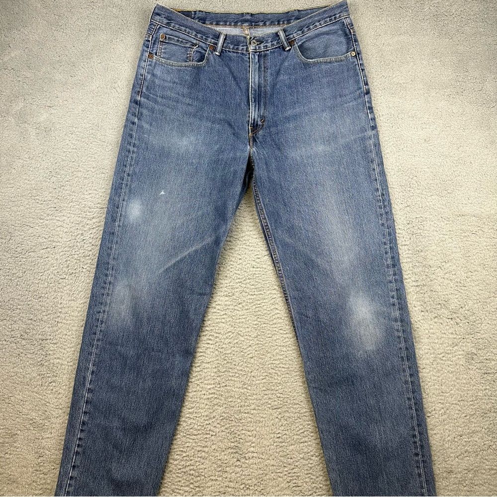 Levis 550 Jeans Mens 38 Relaxed Fit Denim Medium Wash Casual Pockets Whiskers‎